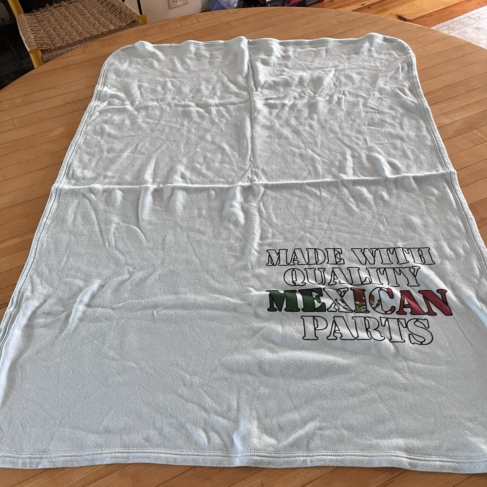 Made With Quality Mexican Parts Baby Boy Blanket Reversible Blue Polka Dots